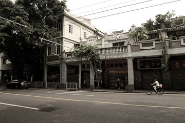 老廣州騎樓建筑照片