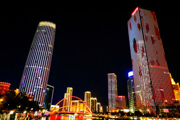天津海河風(fēng)光夜景