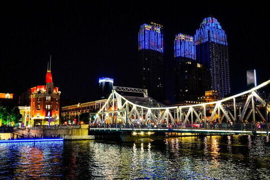 天津海河風光夜景