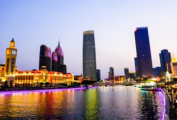 天津津?yàn)硰V場夜景