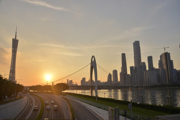 夕陽下的廣州塔