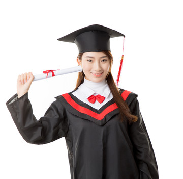 白色背景下的畢業(yè)大學(xué)生
