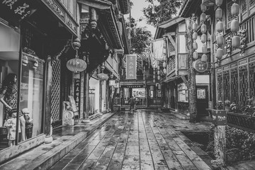 成都寬窄巷子黑白照