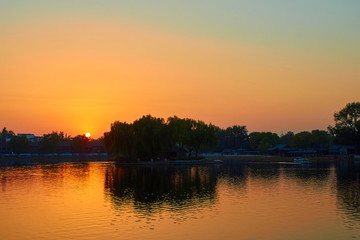 北京什剎海夕陽