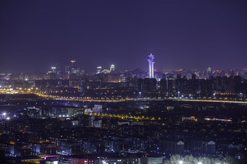 俯瞰北京城市夜晚