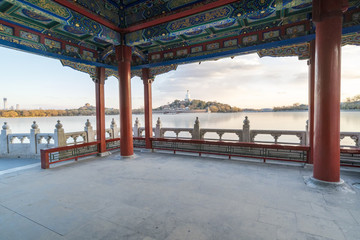 北京北海公園落日風光