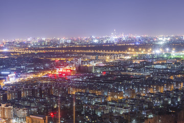 俯瞰北京城市夜晚