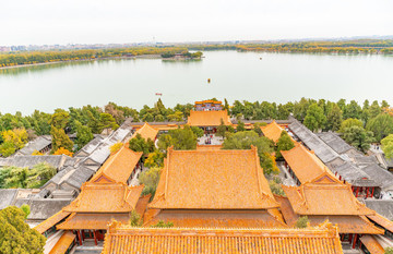 俯瞰頤和園古建筑秋色