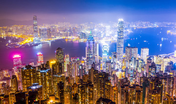 香港地標(biāo)建筑夜景