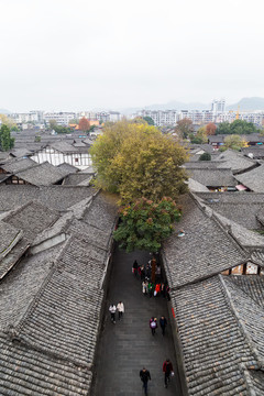 鳥瞰閬中古城街道