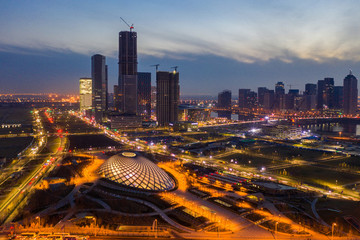 天津?yàn)I海新區(qū)于家堡夜景