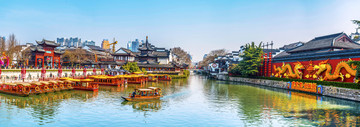 南京秦淮河夜景大畫幅