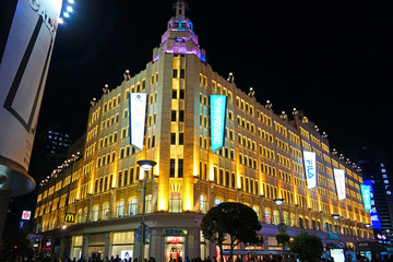 上海南京路歷史建筑燈光夜景