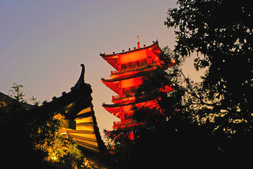 寶塔建筑夜色夜景