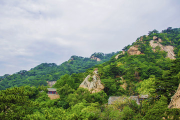 千山無(wú)量觀建筑與連綿群山峰
