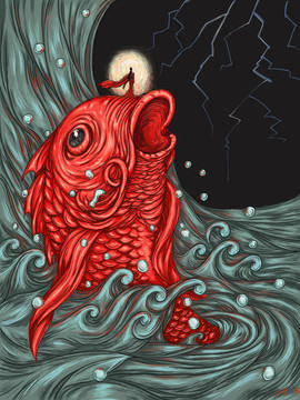 红鲤鱼装饰画