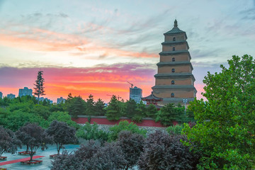 陜西西安大雁塔晨曦