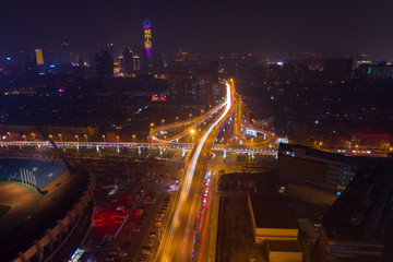 航拍濟(jì)南市玉函立交橋0