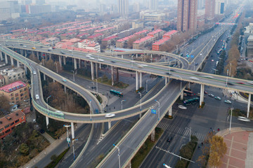 航拍濟(jì)南市玉函立交橋2