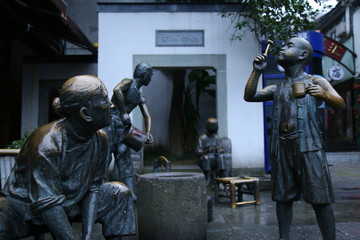 老杭州生活場(chǎng)景雕塑