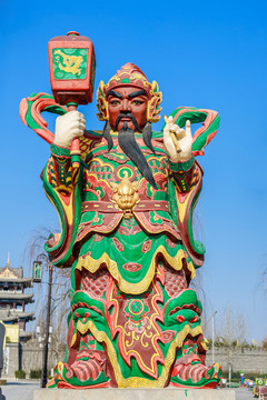 楊家埠的門神財神塑像
