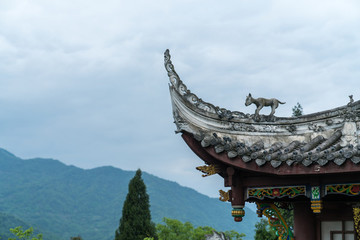 中國四川成都青城山上的傳統(tǒng)建筑