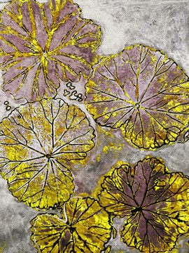 豎版金箔抽象花卉歐式裝飾畫(huà)