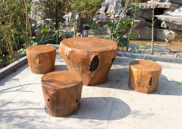公園仿木桌椅