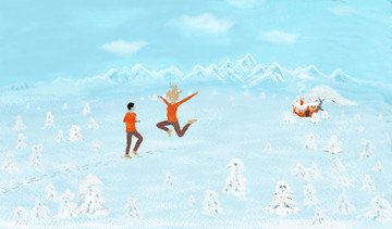 一起去看雪雪景插畫