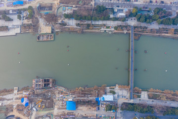 航拍建設(shè)中的南京六合龍津橋11