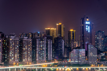 中國重慶城市夜景的建筑群