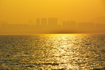 深圳灣夕陽(yáng)暮色