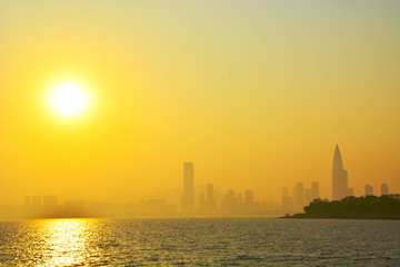 深圳灣夕陽(yáng)暮色
