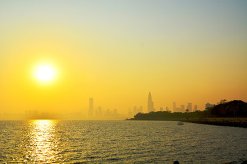 深圳灣夕陽暮色