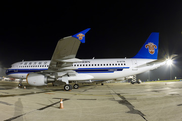 夜晚的南方航空飛機(jī)