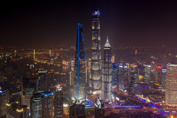 航拍上海摩天大樓夜景66