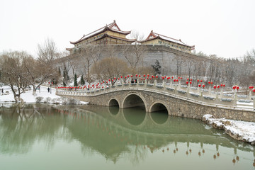 水墨園林雪景