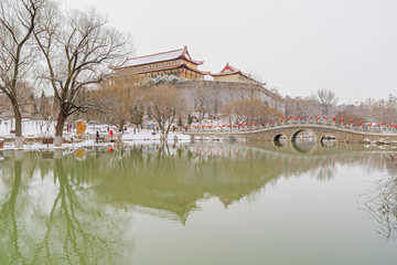 水墨園林雪景