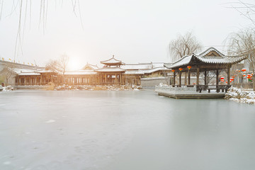 中式園林雪景