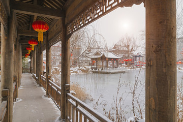 畫意園林中式古典建筑風景