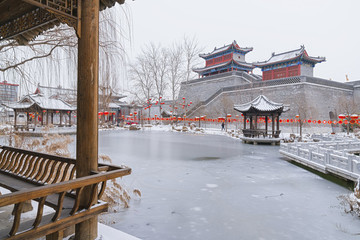 畫意水墨古典園林建筑