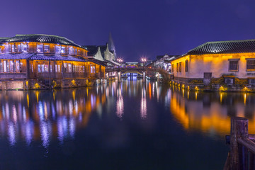 烏鎮(zhèn)夜景倒影