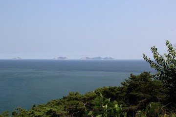 大連海邊海景老人與海島嶼海洋石