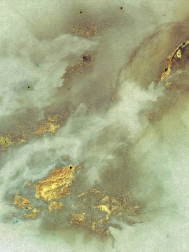 豎版云霧繚繞山峰抽象金箔裝飾畫