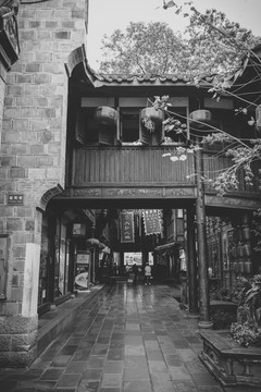 四川古鎮(zhèn)黑白照片