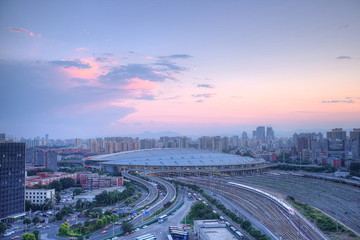 北京南站夕陽