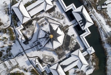 江蘇淮安雪后的城市建筑景觀