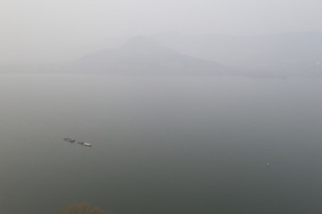航拍濟(jì)南臥虎山水庫01