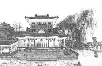 古建筑線描