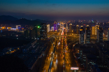 航拍濟(jì)南燕山立交橋夜景25